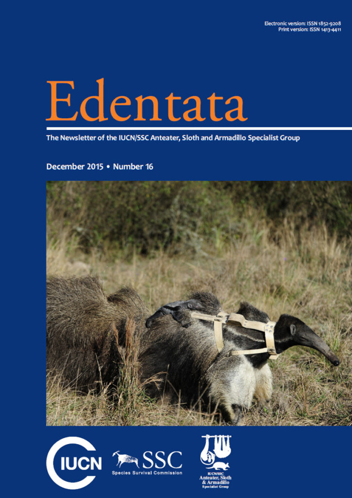 Cover of Edentata 16: giant anteater (Myrmecophaga tridactyla). Photo: Rubén Digilio.